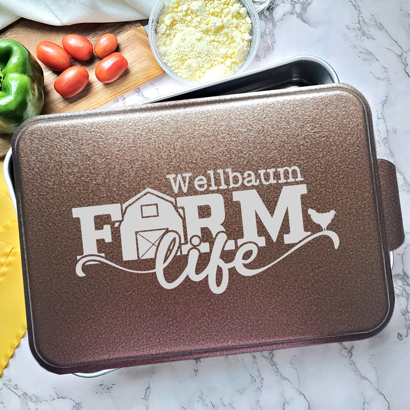 Personalized Cake Pan with Laser Engraved Lid | Farm Life Design