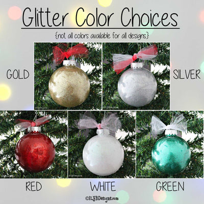 Adoption Christmas Ornament with Country & State | Personalized Glitter