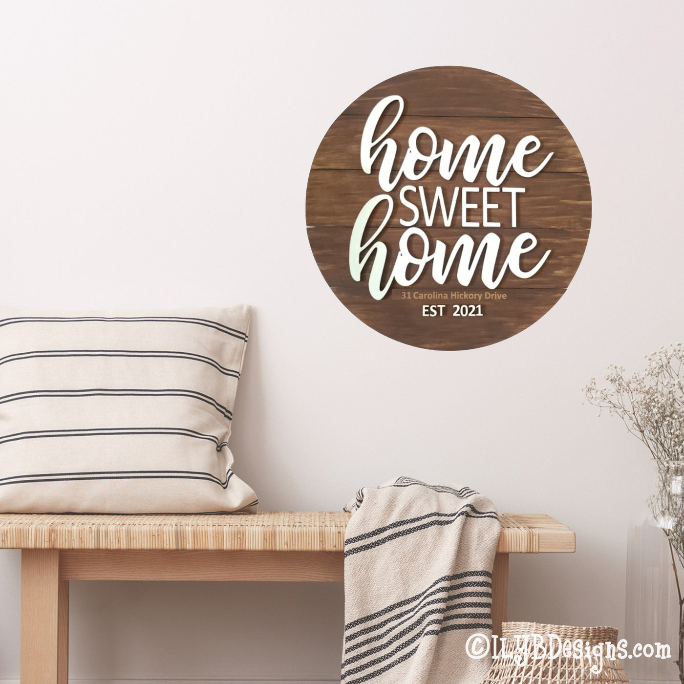 Home Sweet Home Round Shiplap Sign