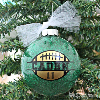 Football Christmas Ornament Personalized Glitter | Sports Ornament | Personalized Glitter
