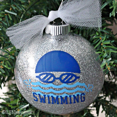 Swimming Christmas Ornament | Swim Team Sports Ornament | Personalized Glitter