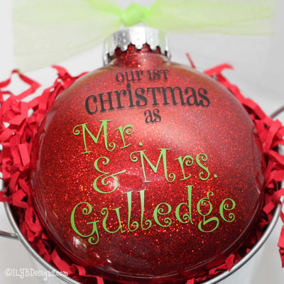 Our First Christmas as Mr. & Mrs. Ornament | Personalized Glitter