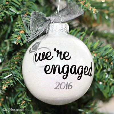 Engagement Christmas Ornament | We're Engaged | Personalized Glitter
