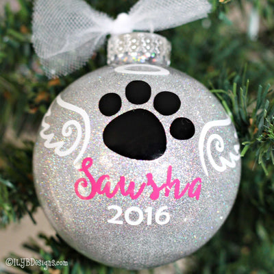 Pet Angel Christmas Ornament | Personalized Glitter