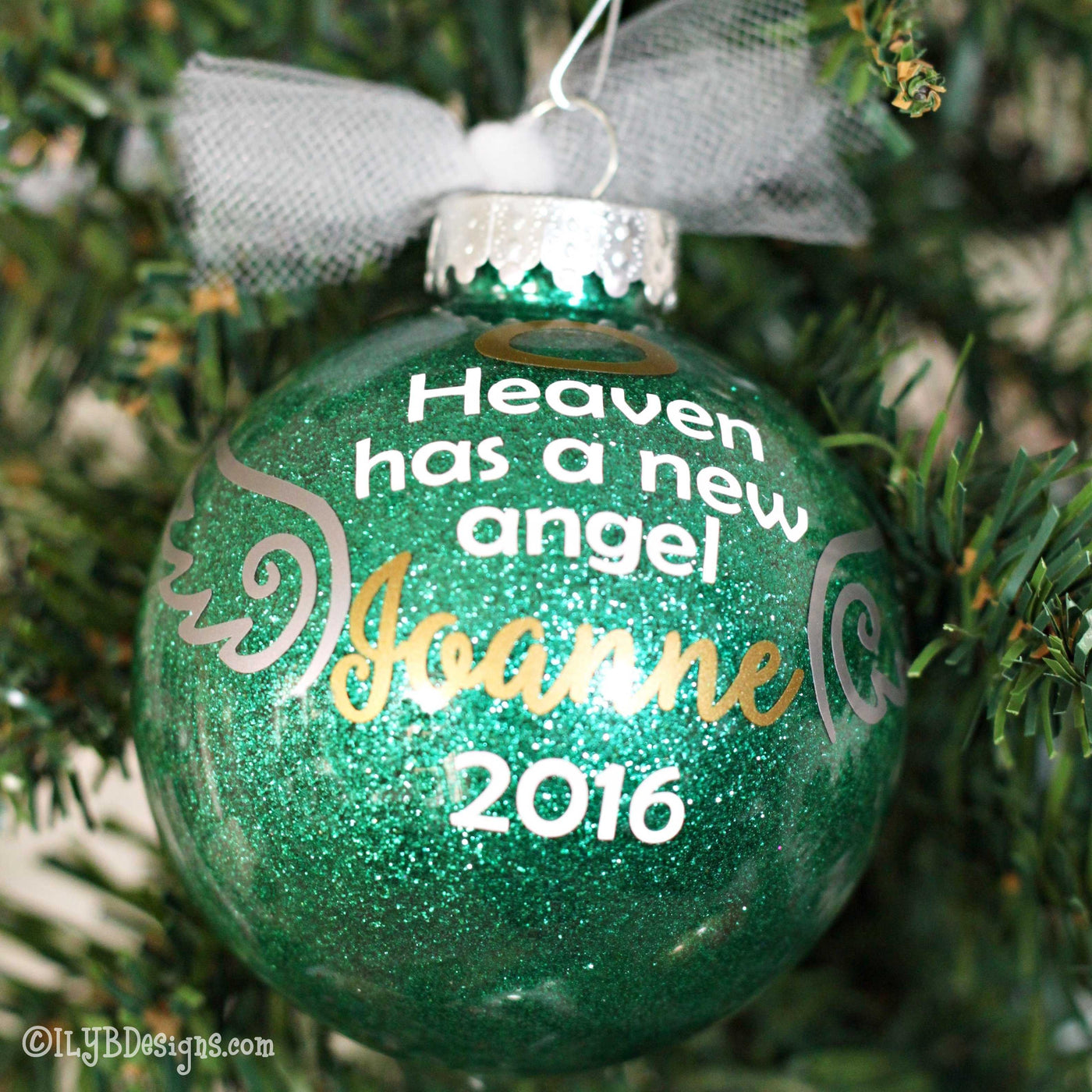 Heaven Has a New Angel Christmas Ornament | Personalized Glitter