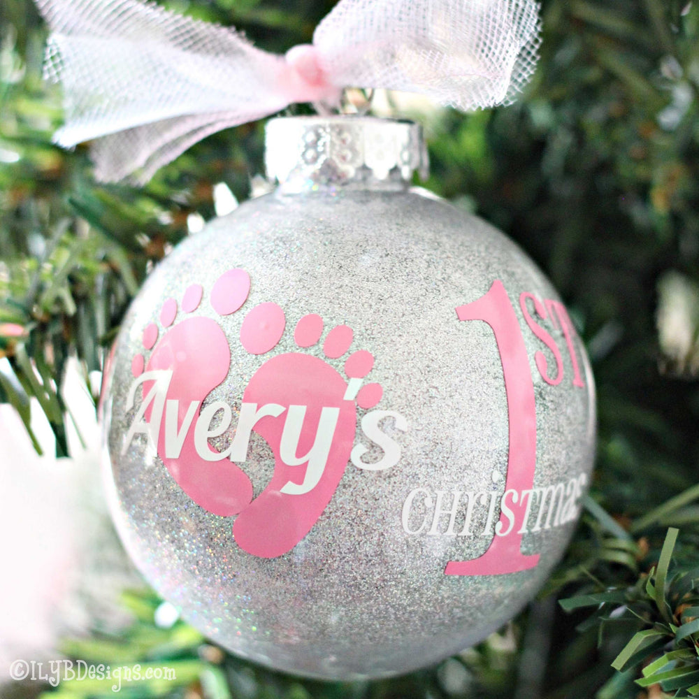 Baby's 1st Christmas Ornament | Personalized Glitter