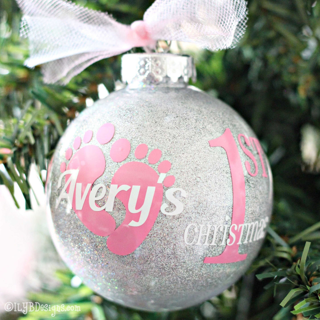 Baby's 1st Christmas Ornament | Personalized Glitter