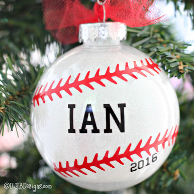 Baseball Christmas Ornament | Sports Ornament | Personalized Glitter