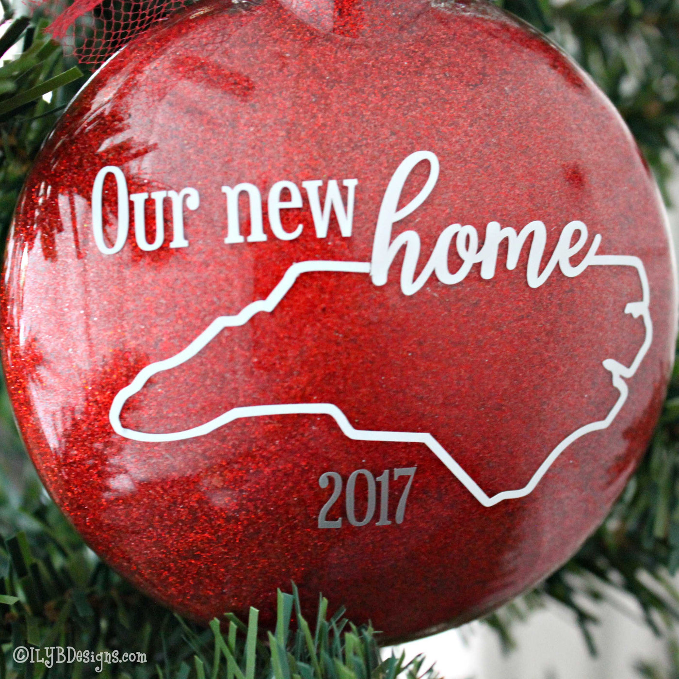 Our New Home Christmas Ornament with State Outline | Realtor Ornament | Personalized Glitter