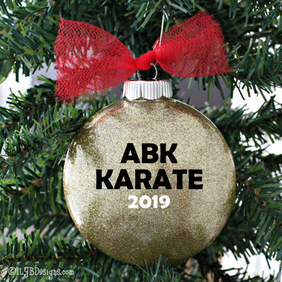Karate/Taekwondo Girl Christmas Ornament | Martial Arts Sports Ornament | Personalized Glitter