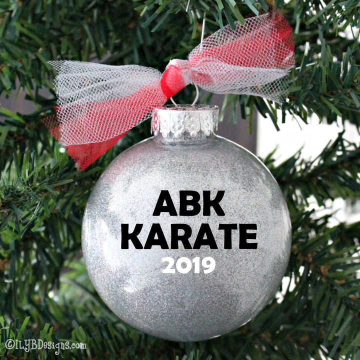 Karate/Taekwondo Girl Christmas Ornament | Martial Arts Sports Ornament | Personalized Glitter