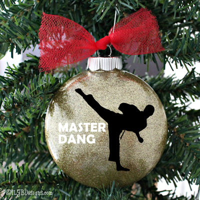 Karate/Taekwondo Boy Christmas Ornament | Martial Arts Sports Ornament | Personalized Glitter