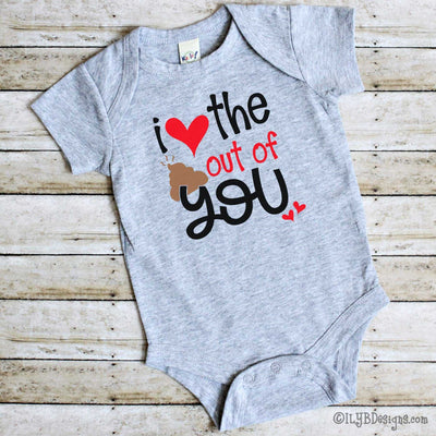 Valentine's Day Infant Bodysuits - I LOVE THE POO OUT OF YOU Infant Bodysuit - Poop Emoji Infant Bodysuit - ILYB Designs