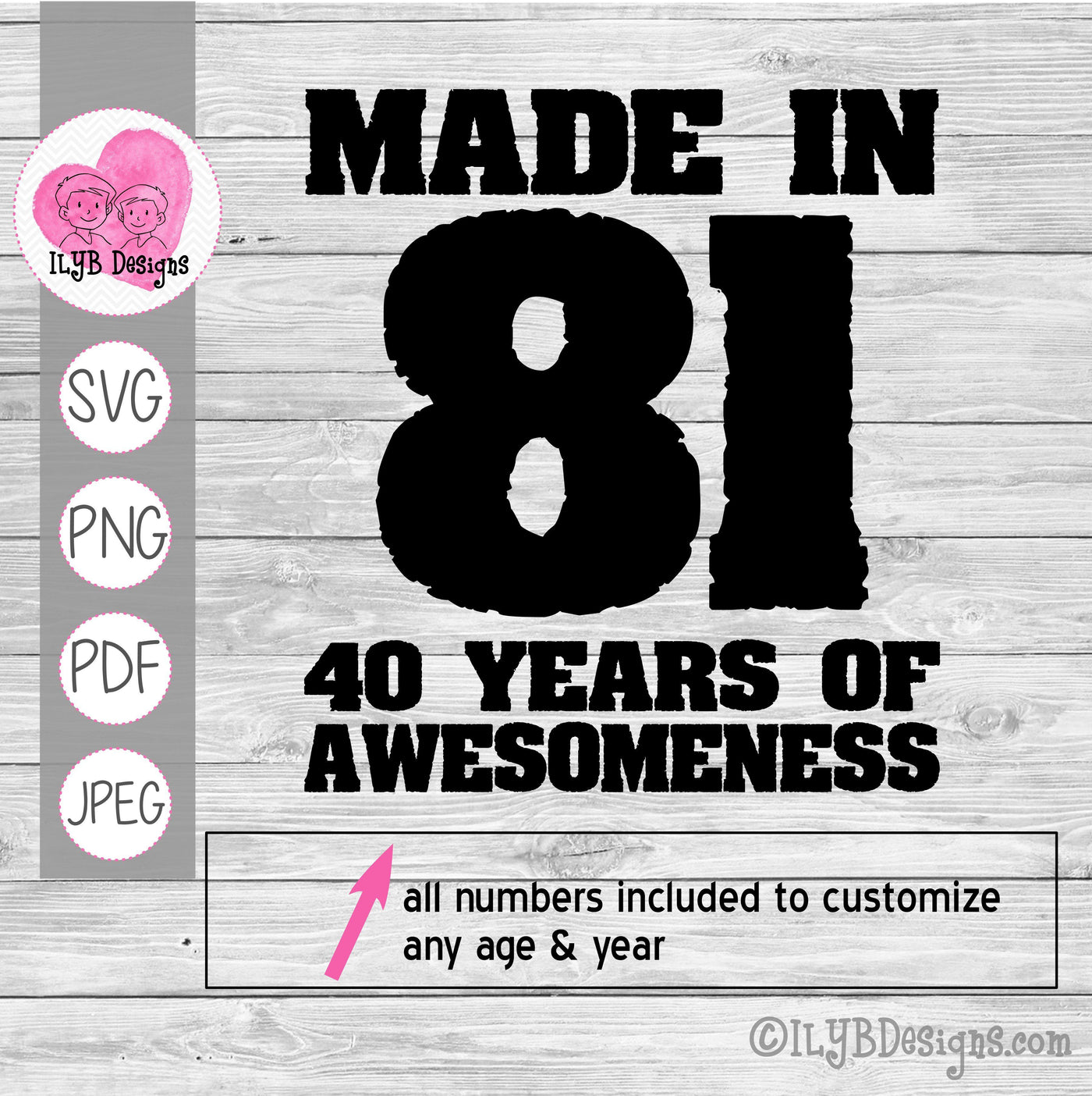 Made In 80s 40 Years of Awesomeness SVG, 40th Birthday Cut File - ILYB Designs