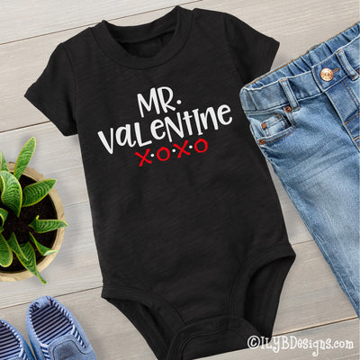 Mr. Valentine Infant Bodysuit - Baby Valentine's Day Bodysuit -  Baby Boy 1st Valentine Baby Bodysuit - ILYB Designs