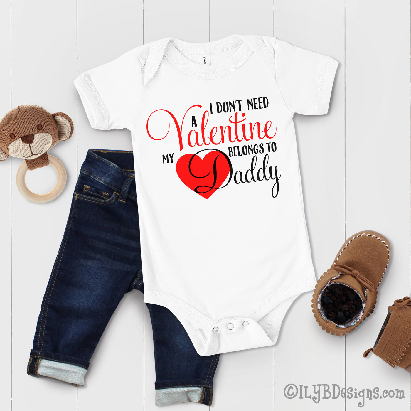 Valentine's Day Baby Bodysuit - My Heart Belongs to Daddy Infant Bodysuit - Daddy's Little Girl Baby's 1st Valentine Baby Shirt - ILYB Designs