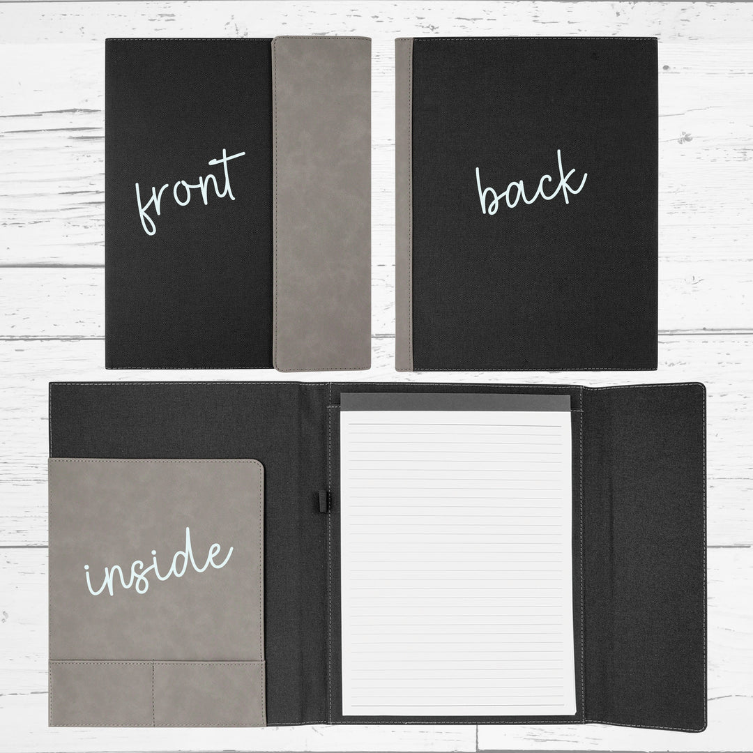 Custom Engraved Monogram Portfolio with Refillable Notepad | Graduation Gift