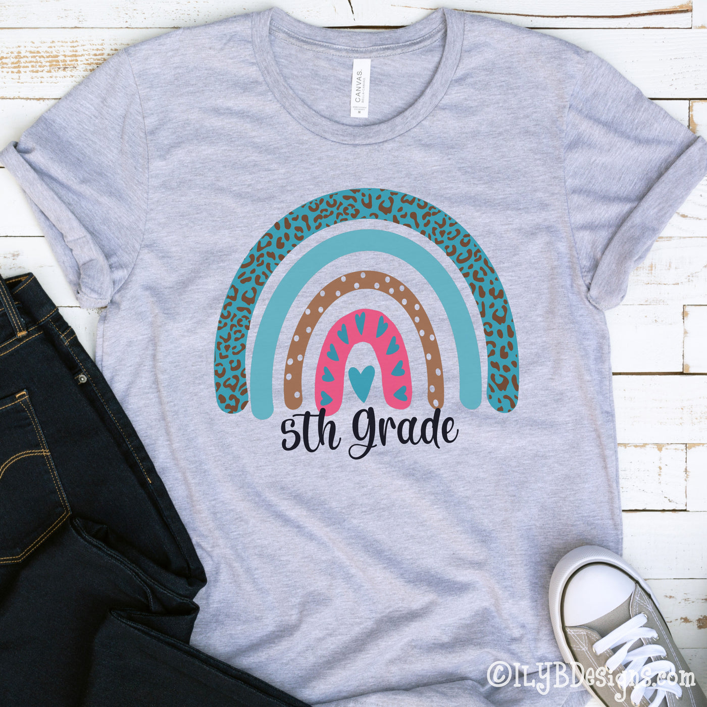 Rainbow Leopard School Shirt for Girls | Personalized Back to School Shirt