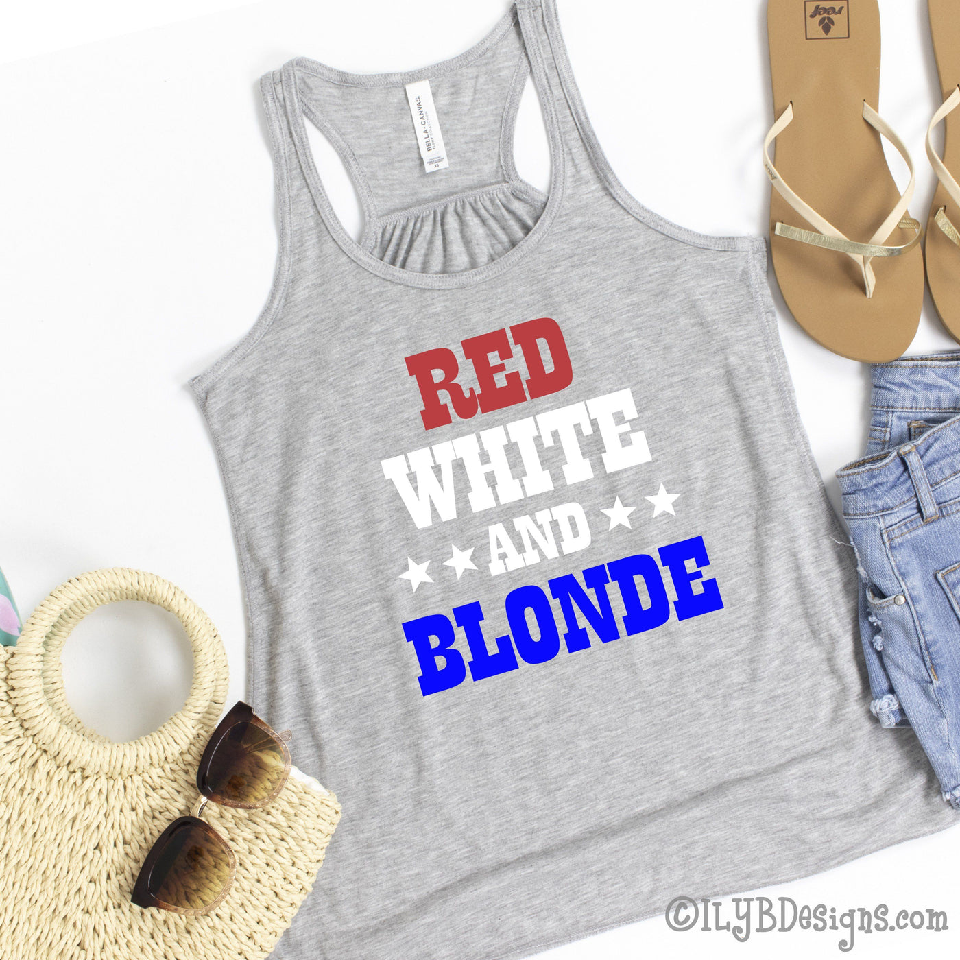 Red White and Blonde Tank Top