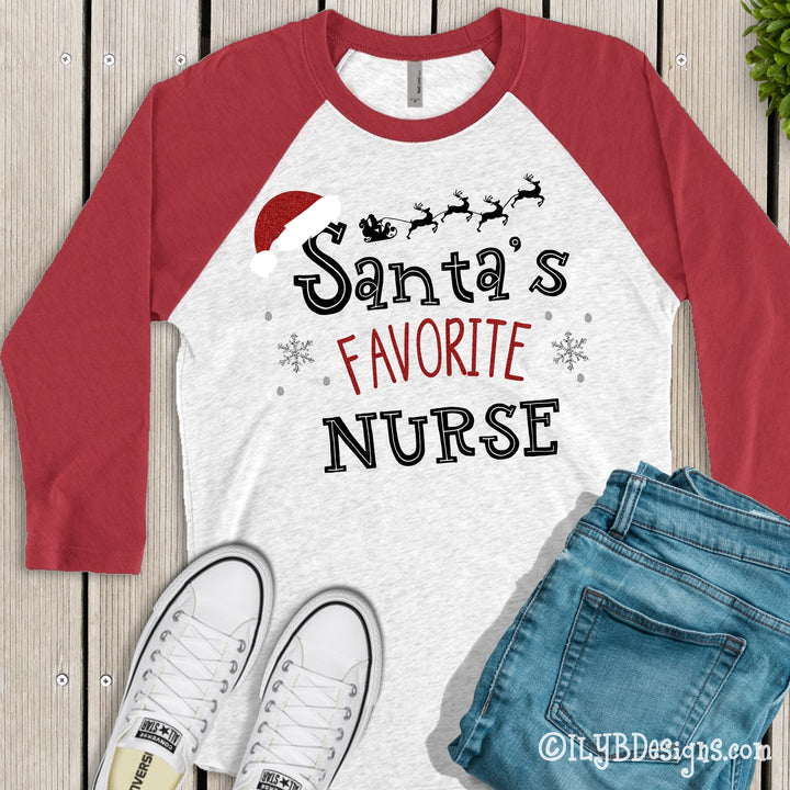 Santa's Favorite Christmas Shirt - Christmas Santa Shirt - Christmas Baseball Raglan Shirt - ILYB Designs