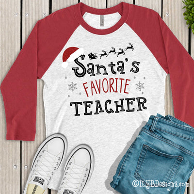 Santa's Favorite Christmas Shirt - Christmas Santa Shirt - Christmas Baseball Raglan Shirt - ILYB Designs