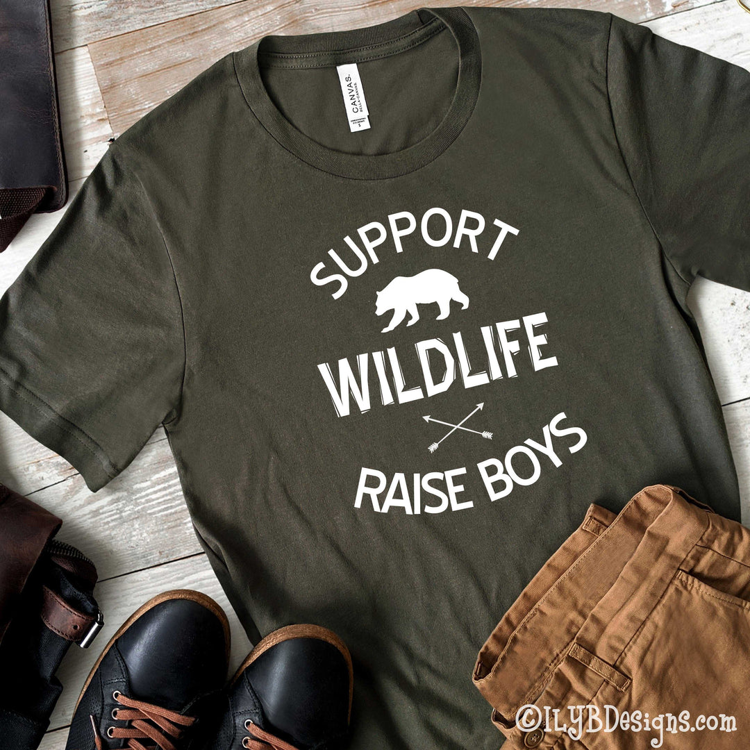 Support Wildlife Raise Boys Men's T shirt - Dad Shirt Sayings - Dad T shirts - Funny Dad Shirt - ILYB Designs