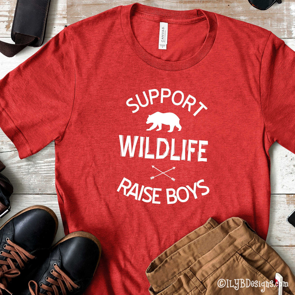 Support Wildlife Raise Boys Men's T shirt - Dad Shirt Sayings - Dad T shirts - Funny Dad Shirt - ILYB Designs