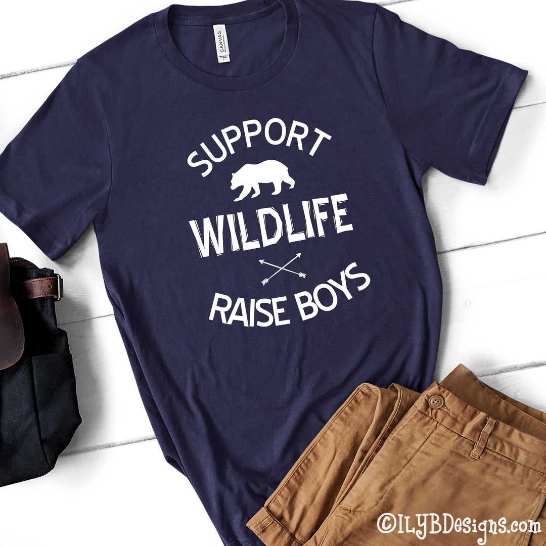 Support Wildlife Raise Boys Men's T shirt - Dad Shirt Sayings - Dad T shirts - Funny Dad Shirt - ILYB Designs