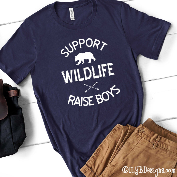 Support Wildlife Raise Boys Men's T shirt - Dad Shirt Sayings - Dad T shirts - Funny Dad Shirt - ILYB Designs