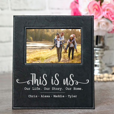 Personalized This is Us | Black & Silver Leatherette Picture Frame