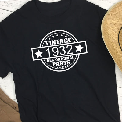 Vintage All Original Parts (ANY YEAR) Birthday Shirt | Men's Funny Birthday Tee
