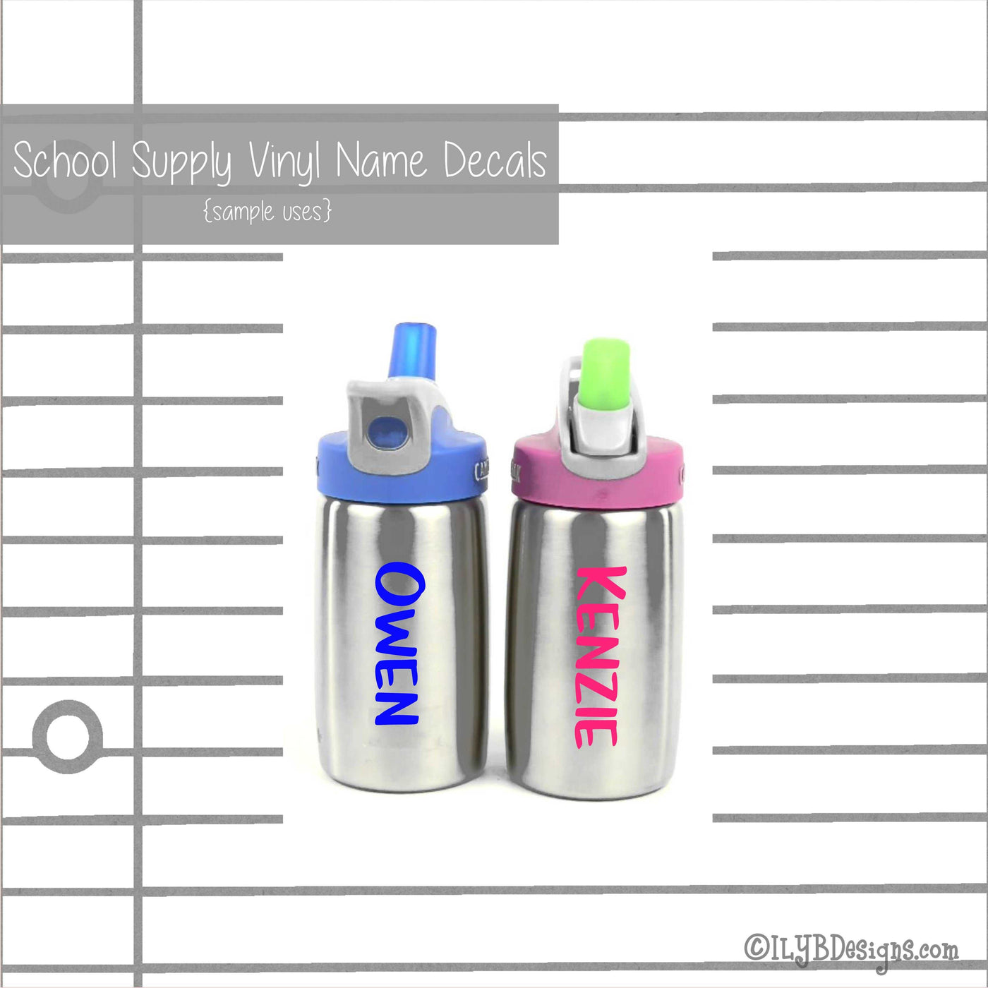 Unicorns Back to School Labels - School Supply Labels for Girls - Back to School Name Decals - ILYB Designs