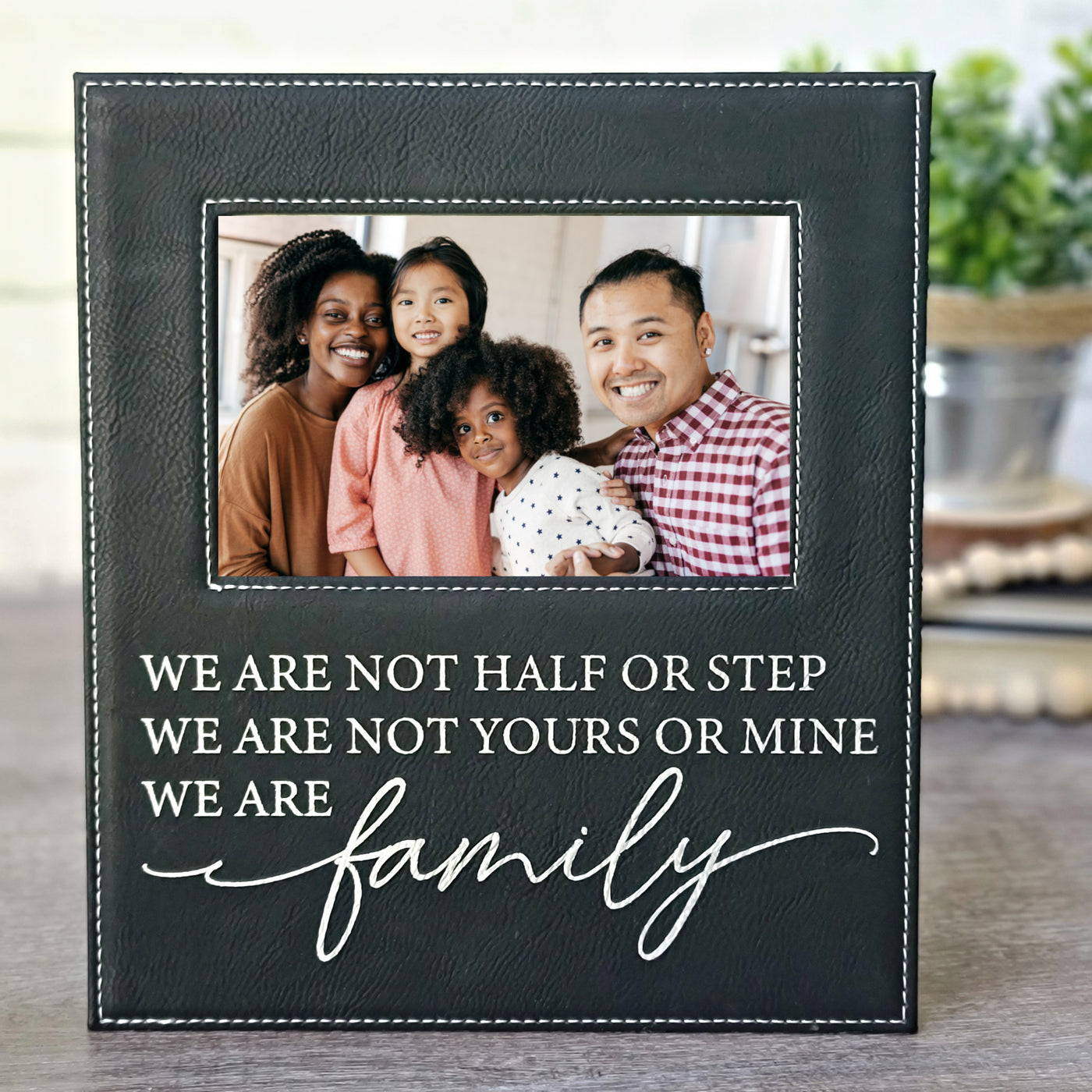 We Are Family | Laser Engraved | Black & Silver Leatherette Picture Frame