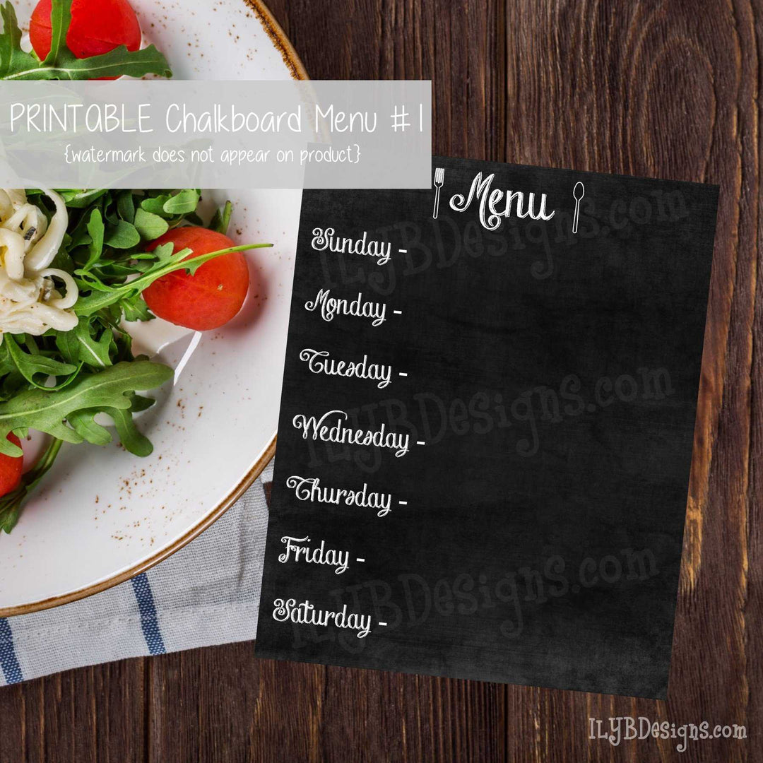 PRINTABLE Chalkboard Menu #1 - ILYB Designs