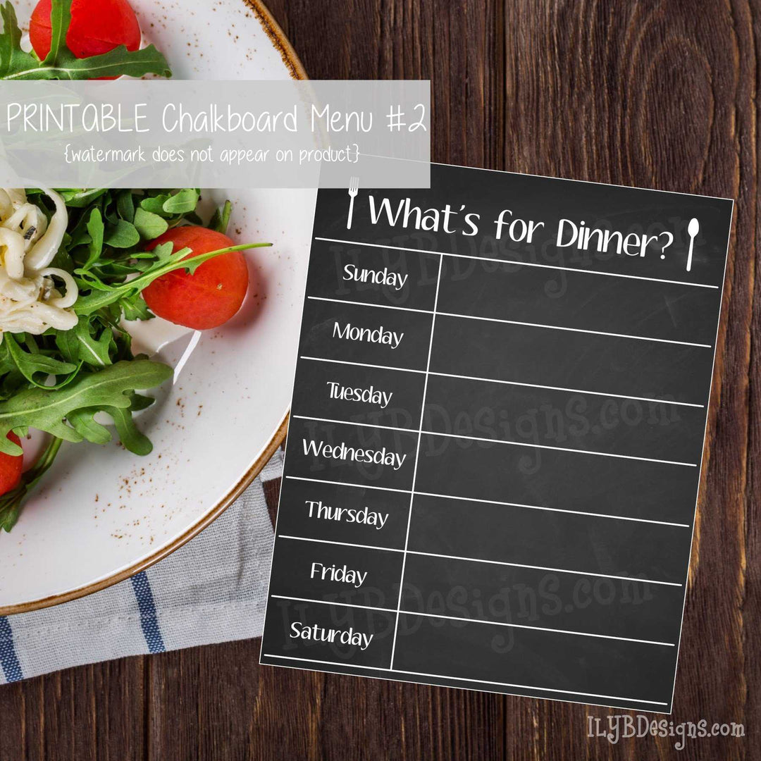 PRINTABLE Chalkboard Menu #2 - ILYB Designs
