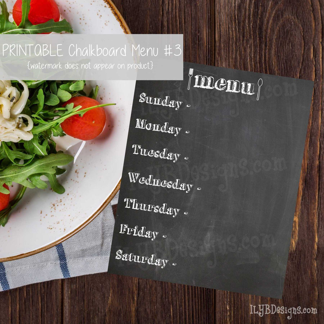 PRINTABLE Chalkboard Menu #3 - ILYB Designs