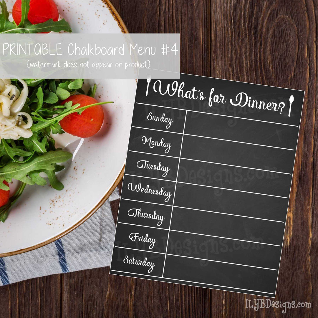 PRINTABLE Chalkboard Menu #4 - ILYB Designs