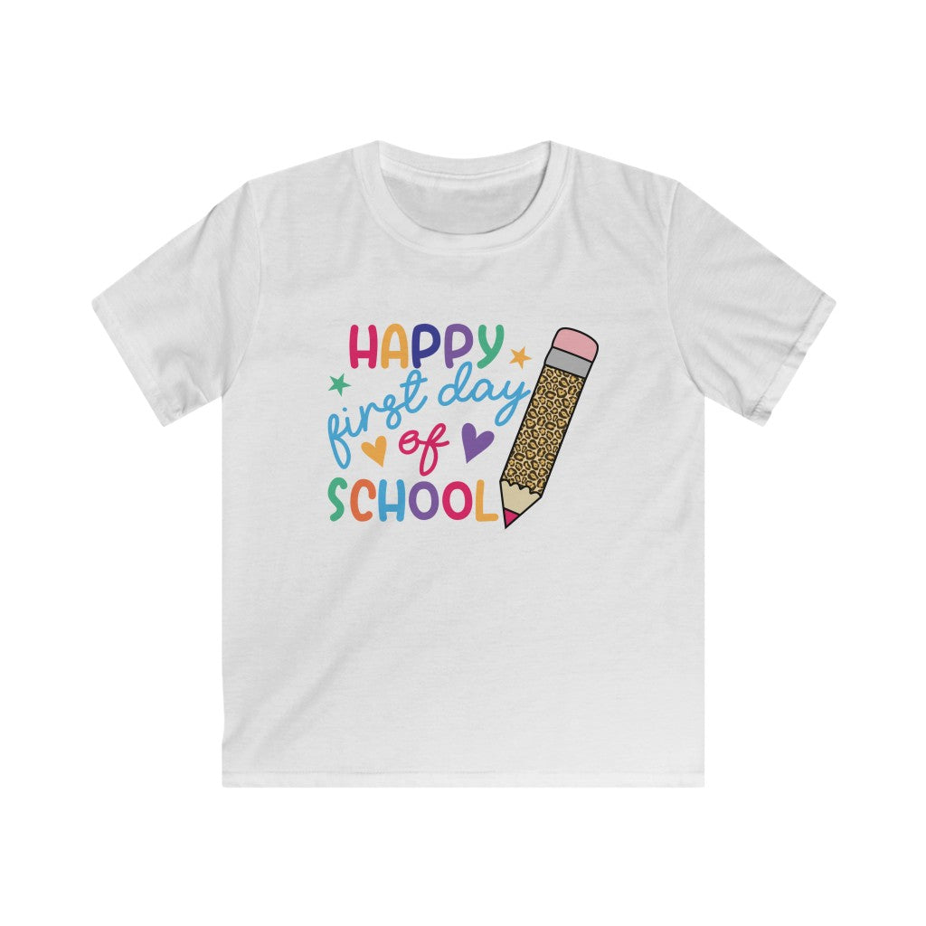 Happy 1st Day of School Shirt for Girl with Leopard Print Pencil | Back to School Shirt